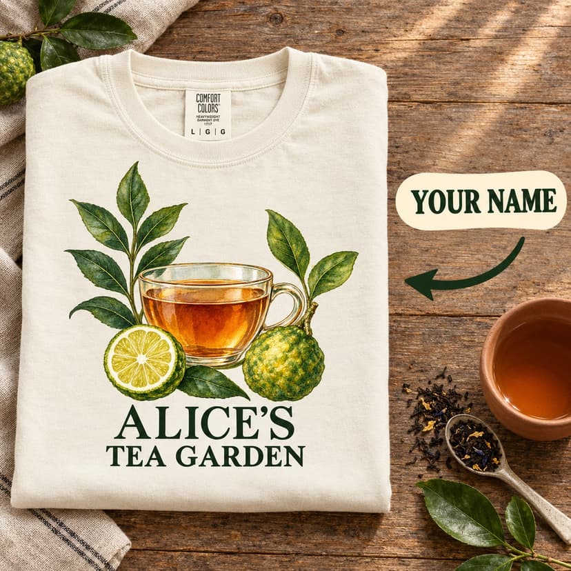 Personalized Earl Grey Tea Shirt, Bergamot Watercolor Botanical Tee, Custom Name Comfort Colors 1717 Tea Lover Gift