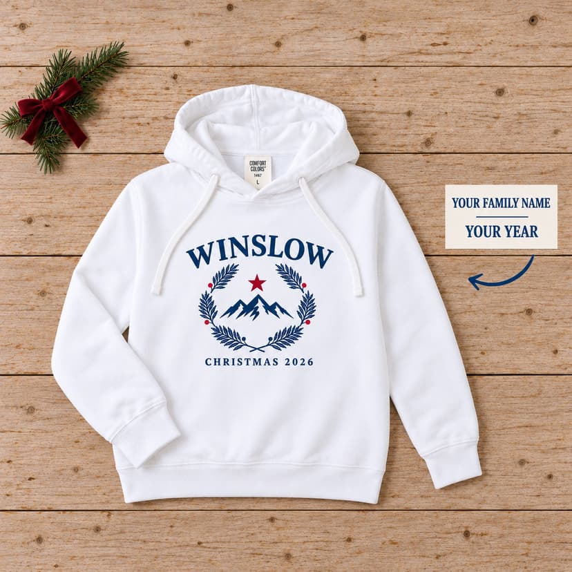 Personalized Mountain Star Wreath Christmas 1467 Family Name Mountain Lodge Gift