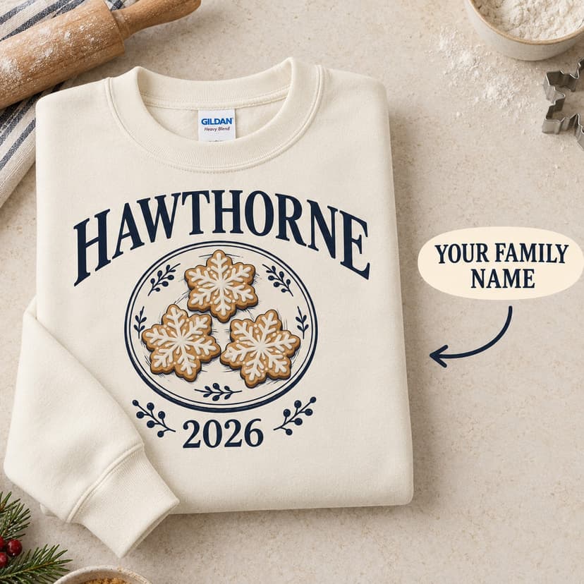 Personalized Christmas Baking Sweatshirt, Custom Family Name and Year, Holiday Baker Gift