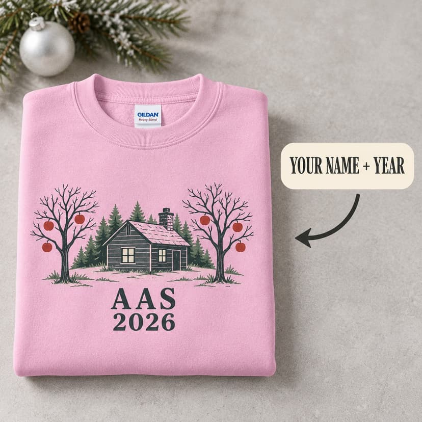 Personalized Nordic Cabin Christmas Sweatshirt, Custom Family Name Winter Forest Gift
