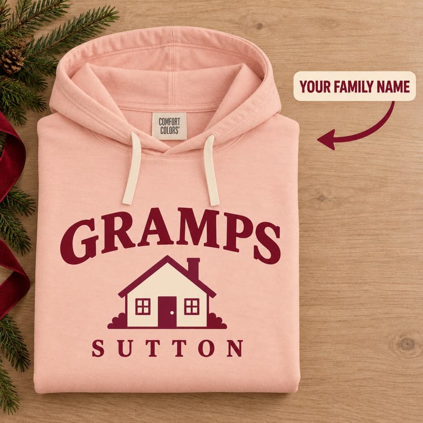 Personalized Christmas Winter Cottage Hoodie, Custom Grandparent Title and Family Name Gift