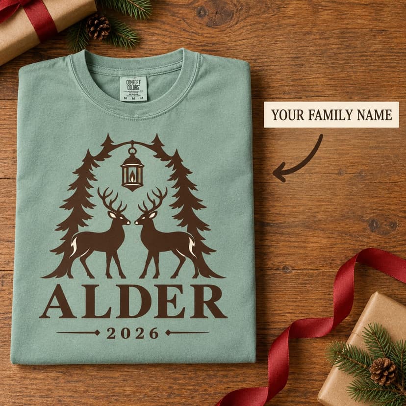 Personalized Christmas Deer pair lantern arch Family Name Gift 1717