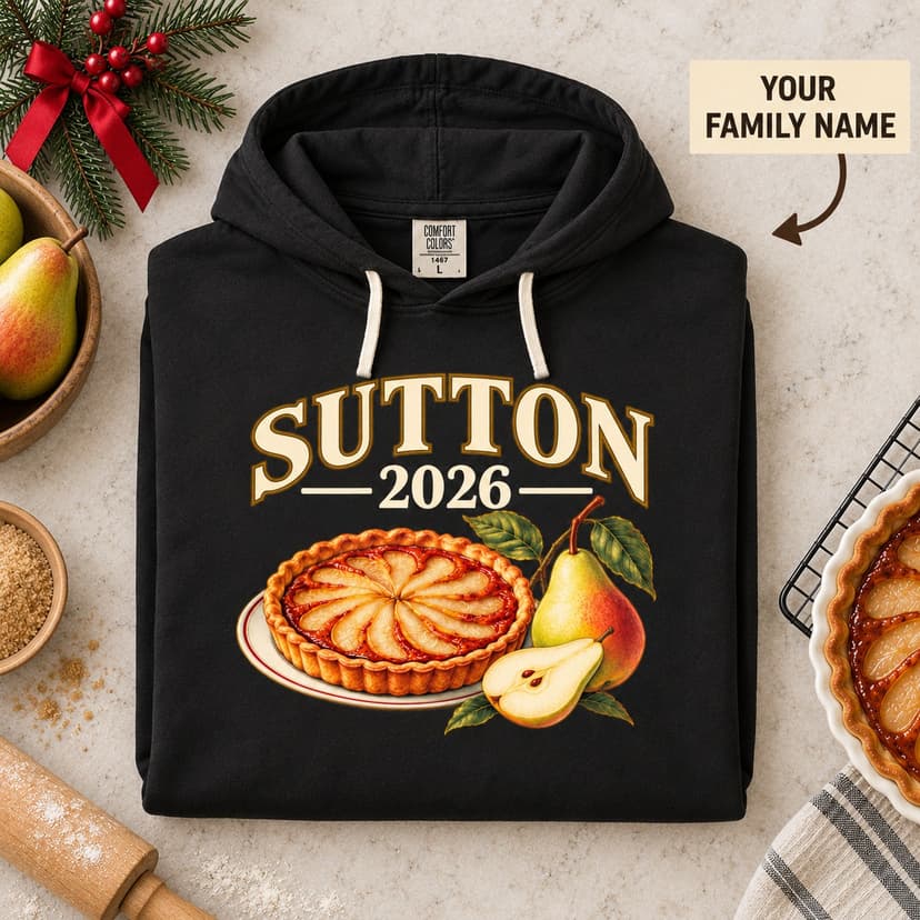 Personalized Christmas Baking Hoodie, Custom Family Name and Year, Holiday Baker Gift