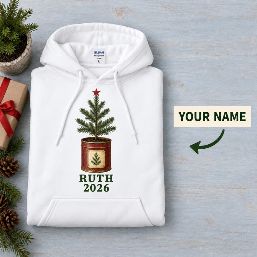 Personalized Seed Tin Christmas Hoodie, Custom Name Fir Tree Gardener Gift