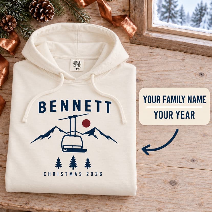 Personalized Holiday Chairlift Christmas 1467 Family Name Mountain Lodge Gift