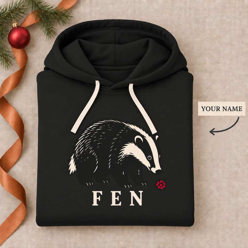 Personalized Christmas Badger Hoodie, Custom Name Winter Wildlife Gift