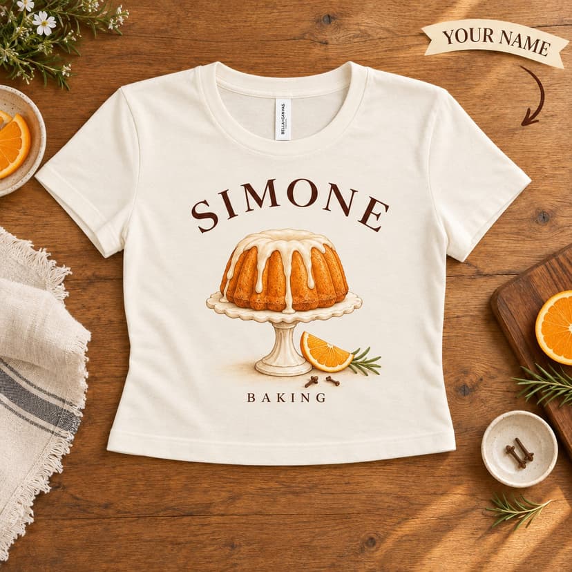 Personalized Bundt Cake Fitted Tee with Baker Name