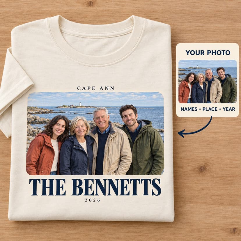 Personalized Family Travel Photo T-Shirt with Place and Year