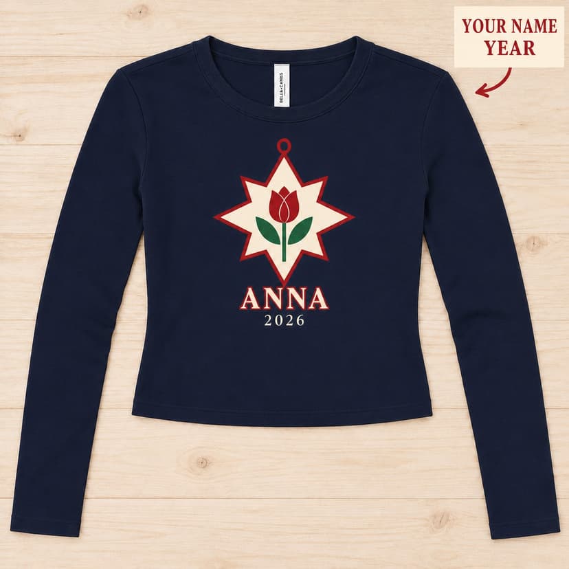 Personalized Tulip Star Long Sleeve Tee with Name