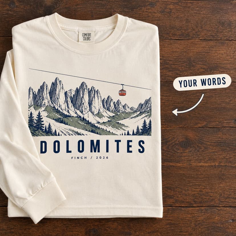 Personalized Dolomites Cable Car Long Sleeve Shirt with Name and Year