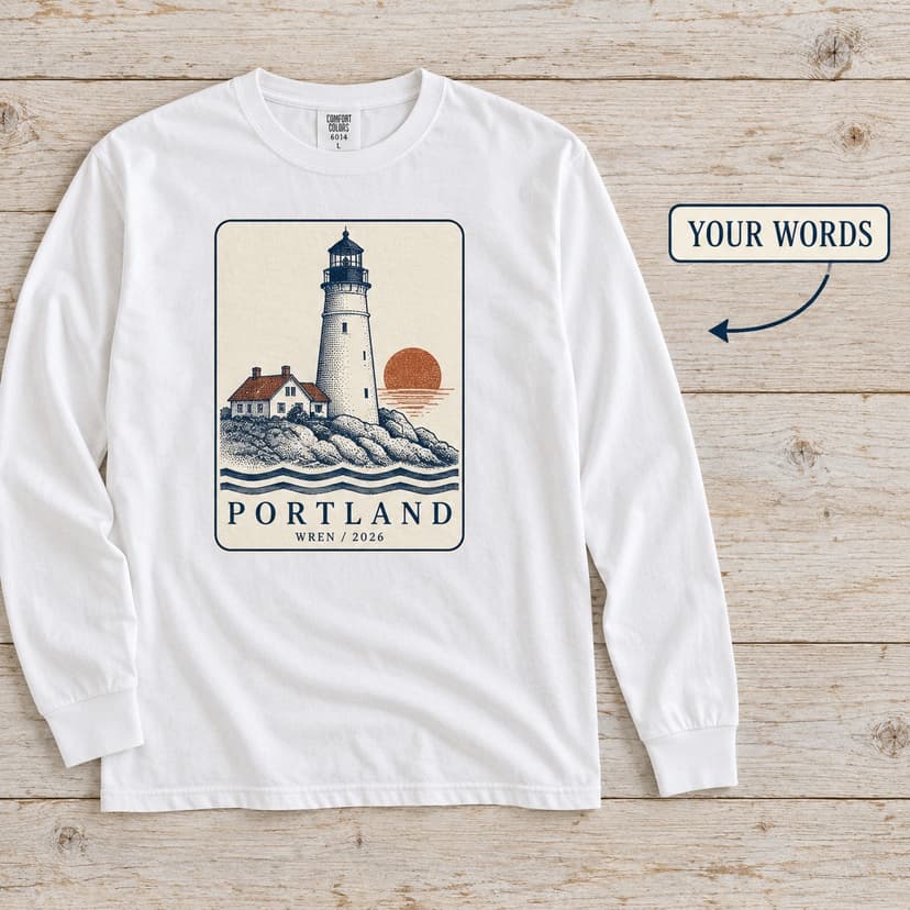 Personalized Portland Lighthouse Long Sleeve Shirt with Name and Year