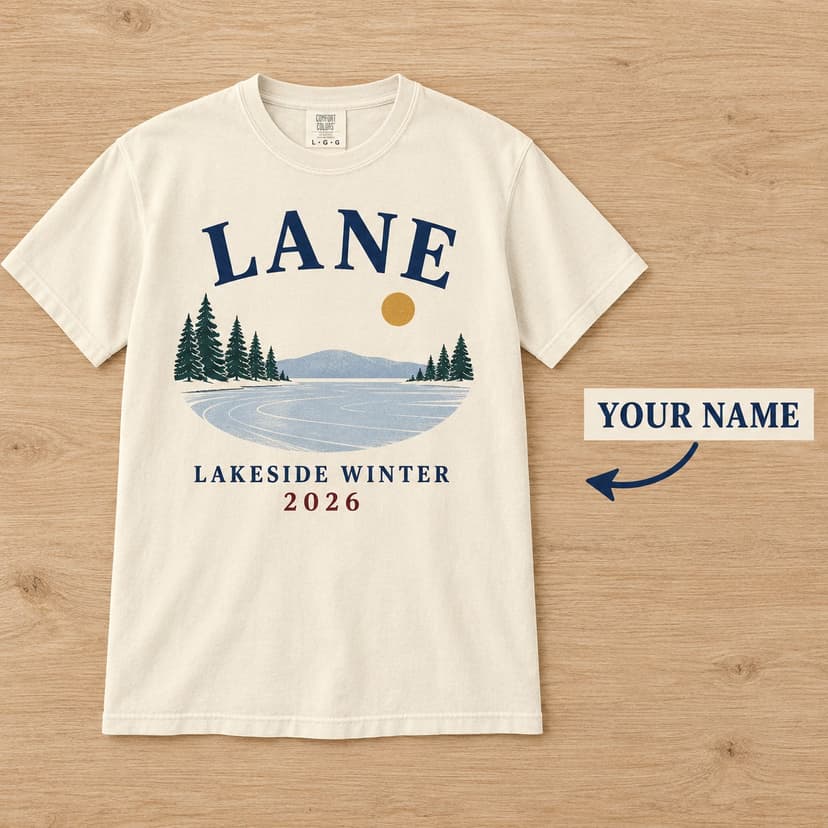 Personalized Lakeside Winter Shirt with Family Name and Year