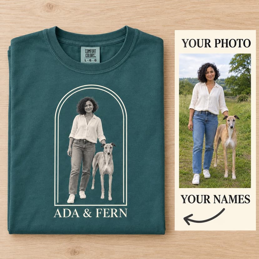 Pet and Owner Photo Tee with Personalized Names