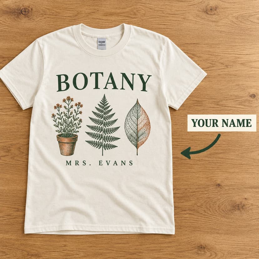 Personalized Botany Teacher Shirt with Custom Name