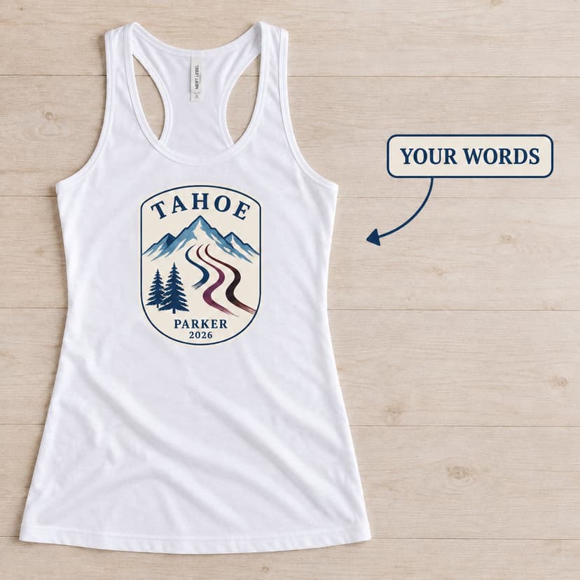 Personalized Tahoe Piste Tank Top with Name and Year
