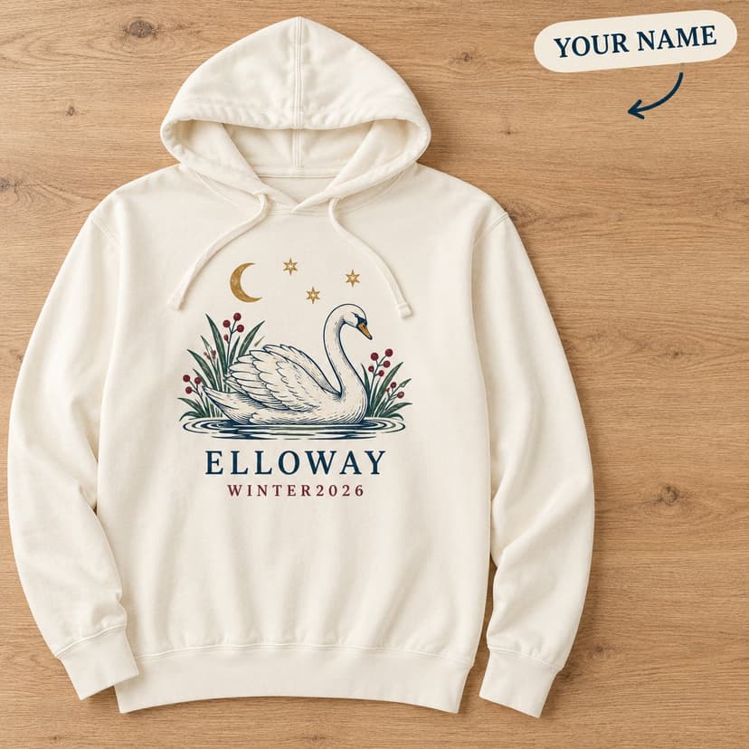 Personalized Winter Swan Hoodie with Name and Year