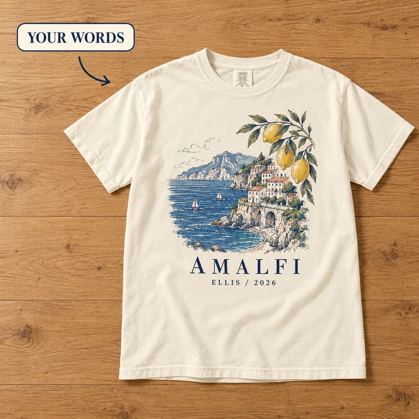 Personalized Amalfi Lemon Coast T-Shirt with Name and Year