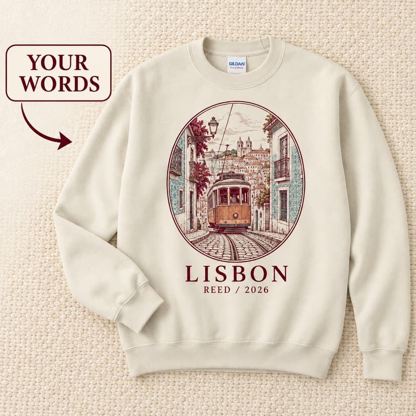 Personalized Lisbon Tram Sweatshirt with Name and Year