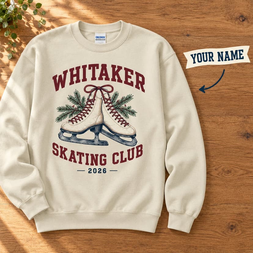 Personalized Ice Skating Club Sweatshirt with Family Name