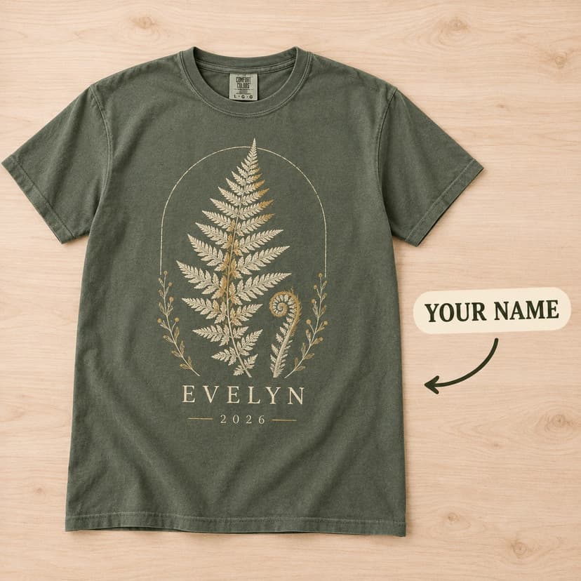 Personalized Fern Botanical Shirt, Custom Name Herbarium Tee