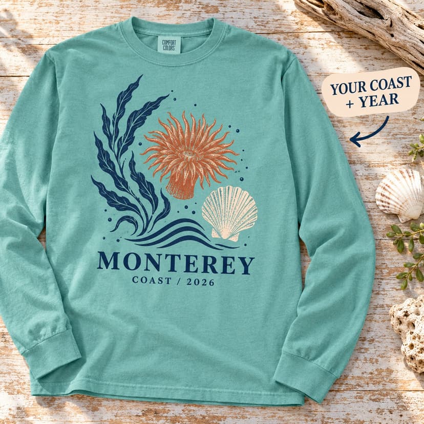 Personalized Tidepool Long Sleeve Shirt with Coastal Place Name and Year