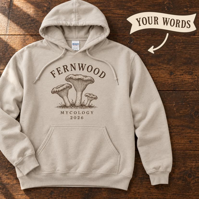 Personalized Mushroom Hoodie, Custom Chanterelle Mycology Club Pullover