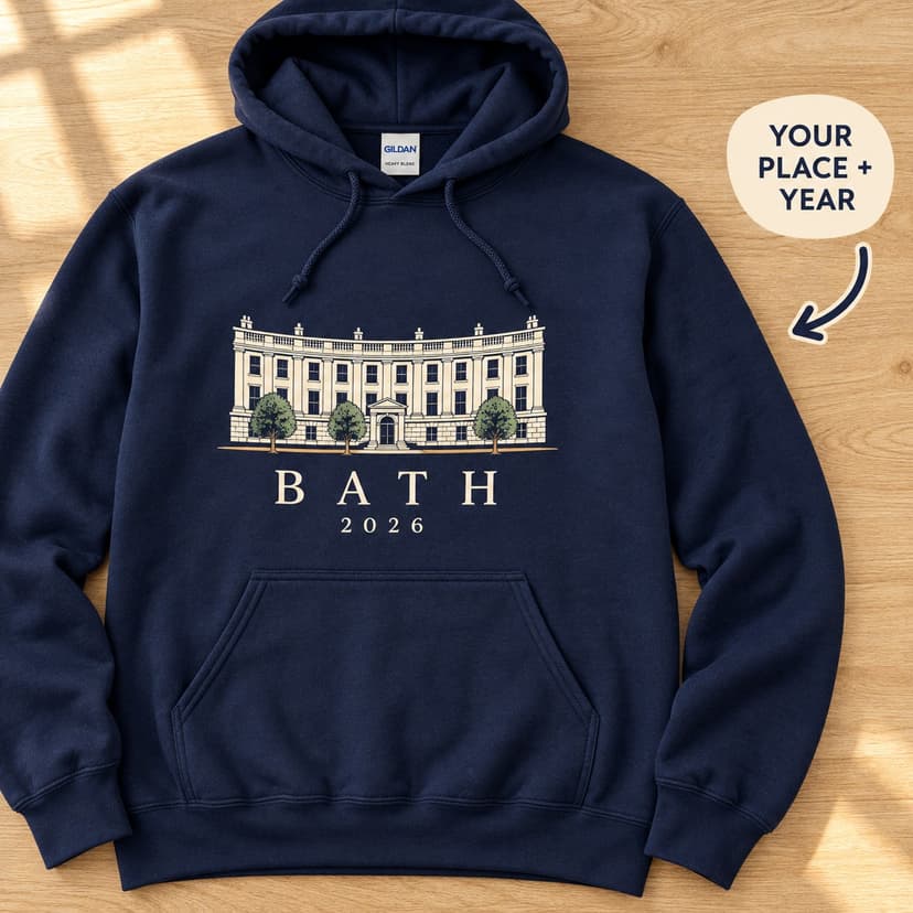 Personalized Georgian Crescent Hoodie with Place Caption and Year